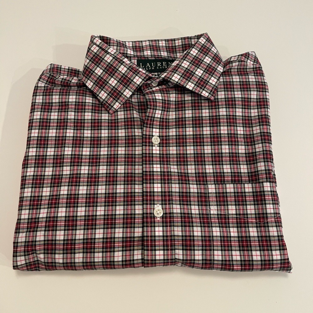 Lauren Ralph Lauren Black and Red Casual Button Down Shirt